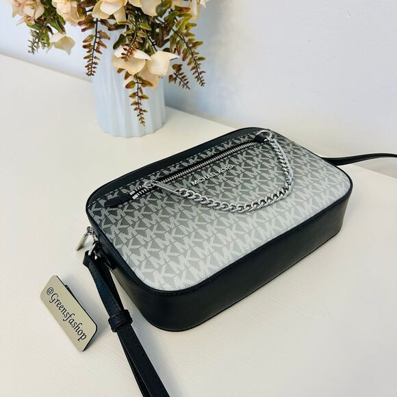 Michael Kors Purse Jet Set Ombré Signature Logo Crossbody Body Black - Picture 4 of 8